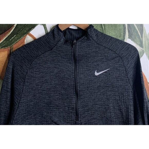 Nike Men's Medium Therma Running Half-Zip Gray Long Sleeve - Picture 2 of 7